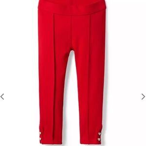 Janie and Jack Heart Button-Cuff Ponte Red Pants